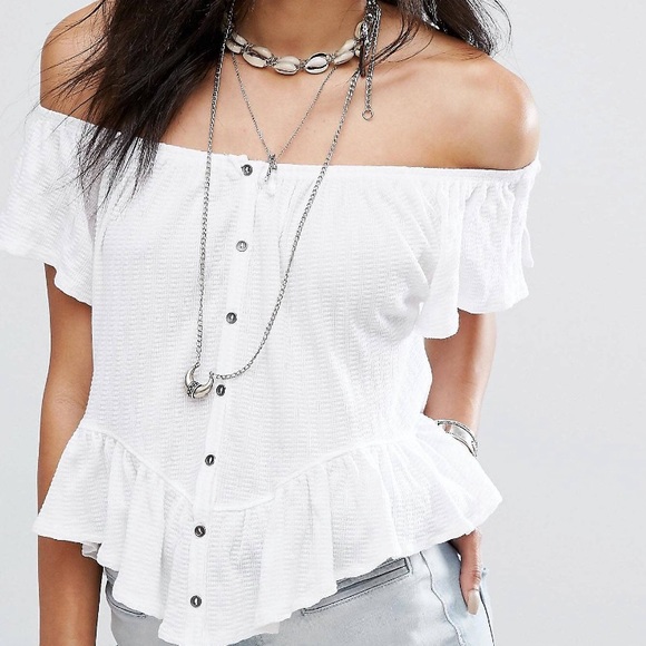 Free People White Off the Shoulder Top - Picture 5 of 5